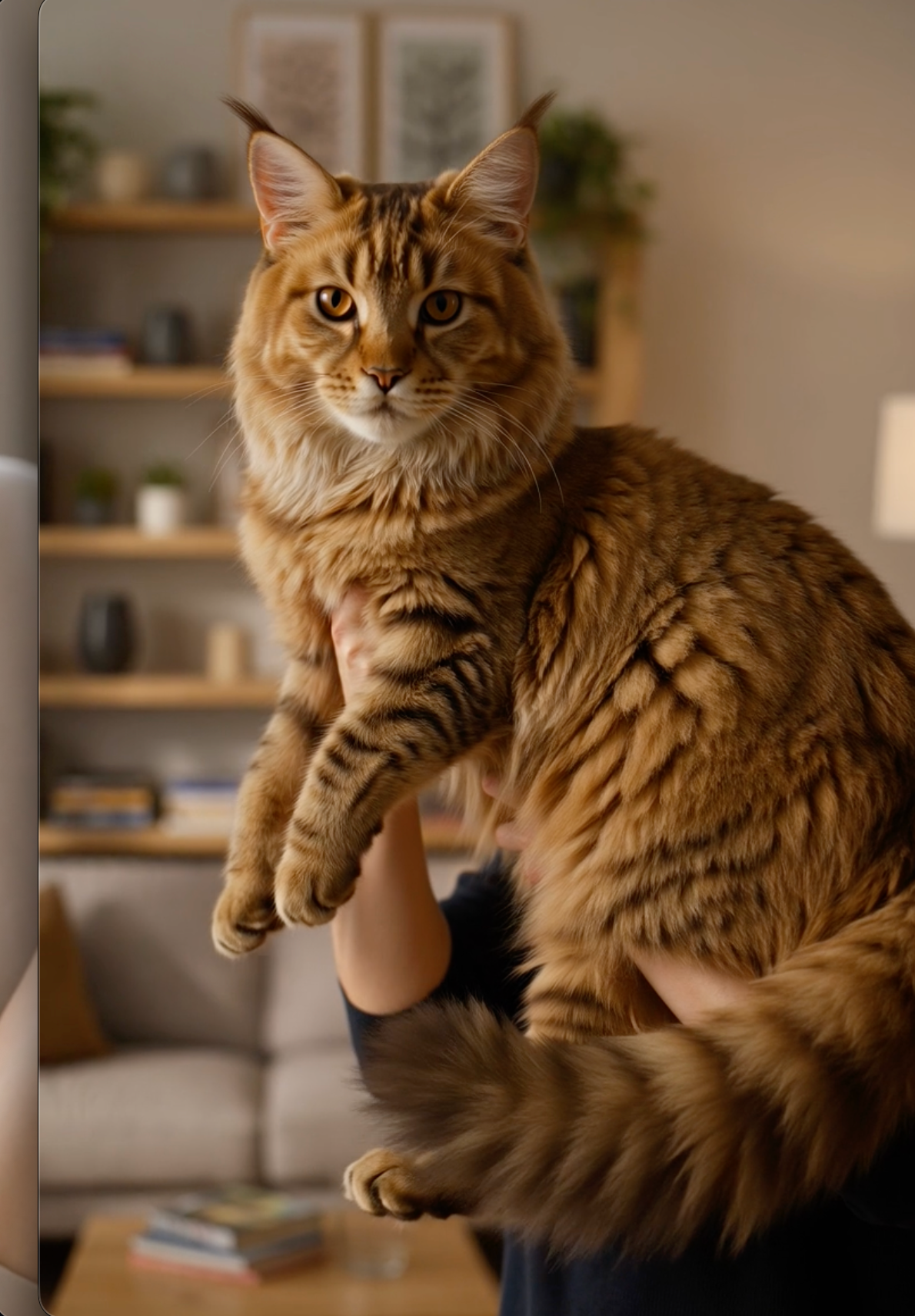 Large orange Maine Coon indoors